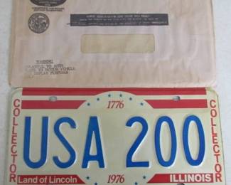 1976 Illinois Sample License Plate w/Original Package