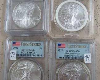 Graded Silver Eagle Dollars