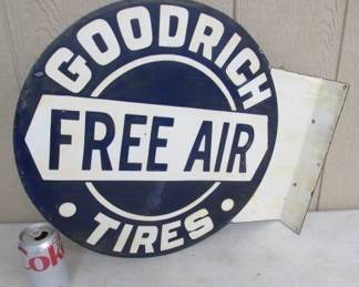 Porcelain Goodrich Tires Flange Sign - 18" x 21"
