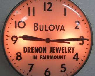 1950's Bulova Clock - Lights Up & Runs