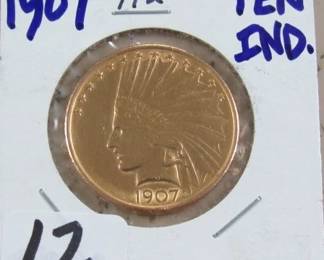 1907 Gold $10.00 Indian Head Coin- AU