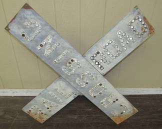 1930's - 1940's Railroad Crossing Cat Eye Sign