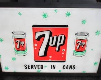 1950's Lighted 7 up Sign - Double Embossed - 20" x 29"