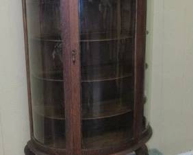 Oak Curved Glass China Cabinet