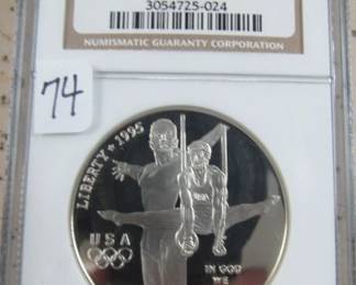 NGC 1995 P Olympics Gymnastics Silver Dollar