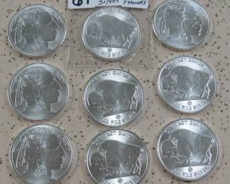 1 oz. Silver Buffalo Rounds