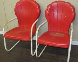 1950's - 1960's Metal Clam Back Lawn Chairs