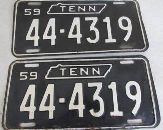 Pair of 1959 TN License Plates