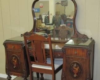 Walnut Vanity w/Chair