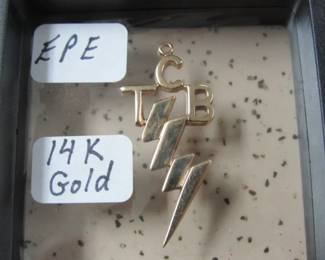 Close Up of 14K Gold TCB Pendant - Marked on Back