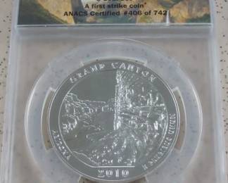 ANACS - MS69 - 5 oz. Silver Quarter Dollar - Grand Canyon National Park