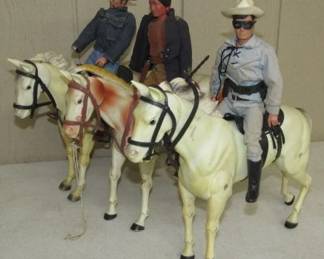 1973 Lone Ranger & Tonto Dolls w/Horses
