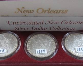 UNC. New Orleans Morgan Silver Dollars - 1883, 1884, 1885