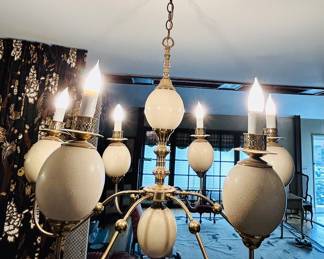 QUALITY VINTAGE CUSTOM LIGHTING W/ AUTHENTIC   OSTRICH EGGS!!
