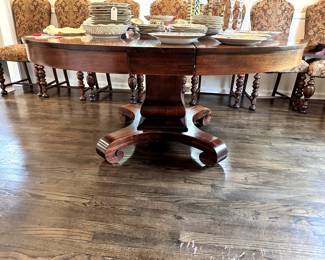 Antique mahogany empire dining table