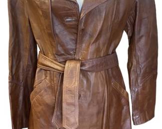 Vintage Brown Leather Coat