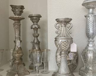 Large silver candleholders