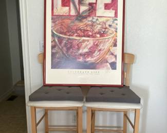 Robert J. Miley's signed limited edition 85/90 "Life"               Bar Stools
