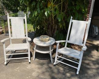 Vintage porch rockers and table