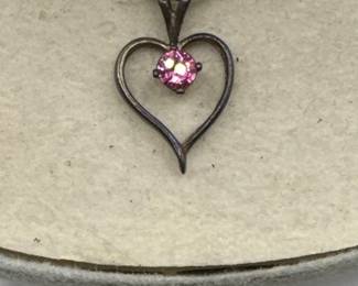 sterling heart pink tourmaline pendant
