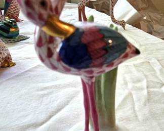 Herend, hand painted porcelain figurines, made in Hungry:  Pink Flamingo.