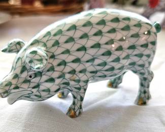Herend, hand painted porcelain figurines, made in Hungry:  Pig.