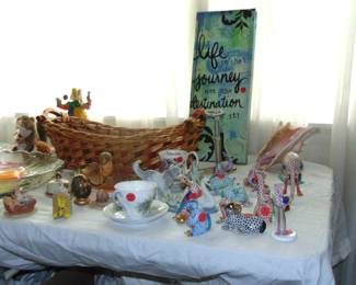 Porcelain menagerie and other items (items sold separately).