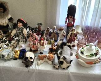Dolls and stuffed animals, kitchen ware (items sold separately.