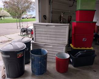 deck boxes, storage totes, trash cans