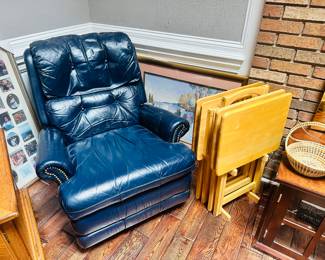Blue Leather Recliner