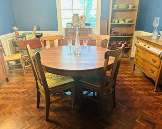 Dining Room Table with 2 Leaves, Set of 4 Solid Wood Dining Chairs (Great for your next project)