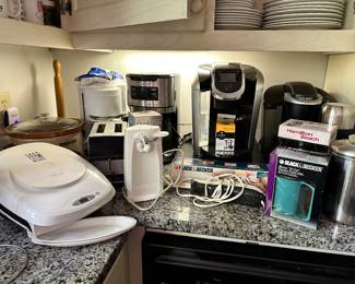 Small Kitchen Appliances, Keurigs, Coffee Maker, Indoor Grill, Can Opener and Crock Pot