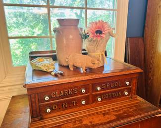 Spool Cabinet, Home Decor, McCoy Pottery Wall Pocket