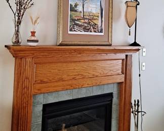 Lots of nice home decor! Artwork; Lamps; Pottery; Brass Fireplace Tool Set