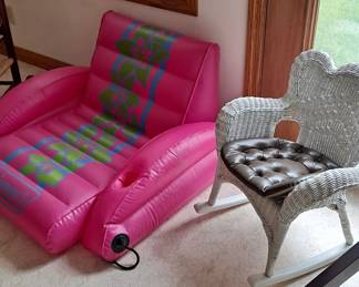 Coleman Blow-up Water Chair (for pool); Child's Rocker with cushion seat