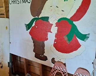Hand Painted Christmas Holiday Board; Snow Shoes