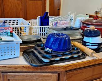 Bakeware; Bundt Pan; Cookie Sheets; Rolling Pin; Crock Pot; Paper Goods; Pie Pans, Fondue Pot and much more!
