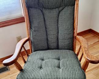 Oak Wood Glider Chair with Cushions
