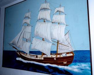 LARGE Oil Painting of Sailing Ship