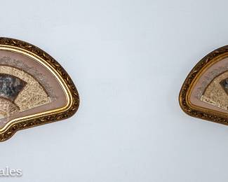 Framed Fans with Hand Painted Vignette 