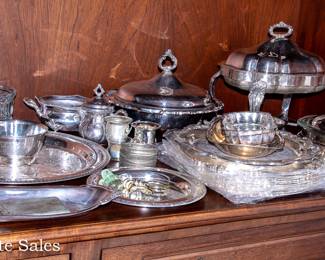 Tables of Glassware and Ceramics and Silver Plate