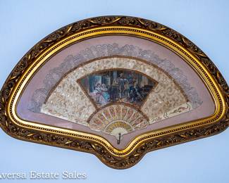 Framed Fan with Hand Painting Vignettes