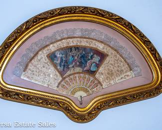 Framed Fan with Hand Painting Vignettes