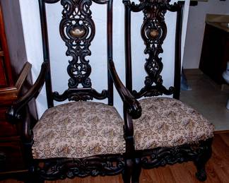 Ornate Armchair and Side Chair