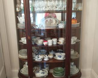 anitque round glass china cabinet