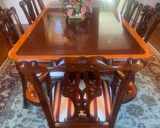 DINING TABLE HAND MADE IN ITALY W/8 CHAIR AND BREAKFRONT