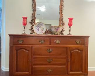 Maple buffet and large mirror