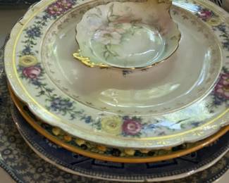 Assorted vintage style dishes.