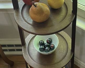 Edward mahogany three-tiered inland muffin stand.