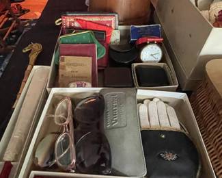 Vintage clutches and eyeglass cases.